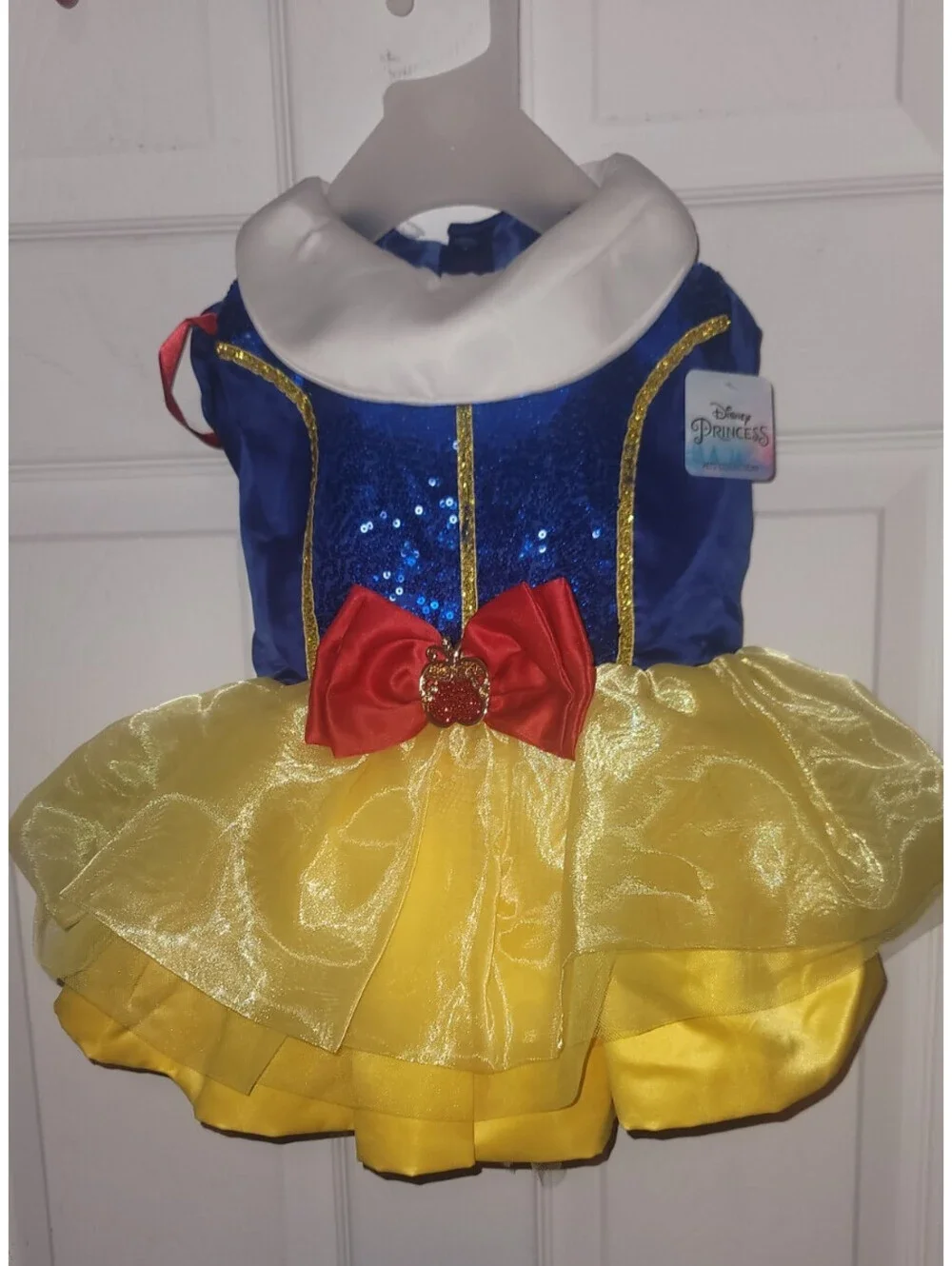 DISNEY PRINCESS SNOW WHITE SEQUIN RUFFLE DRESS RED BOW PET DOG SIZE XL